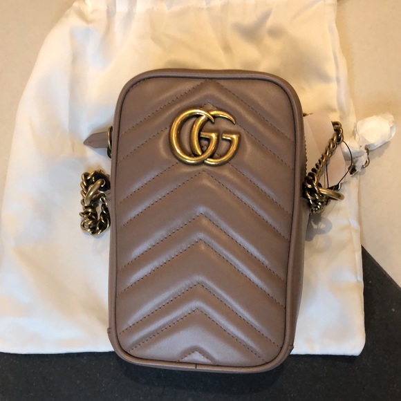 Gucci Mini GG Marmont Crossbody Bag in Nude Rose NEW - Picture 4 of 10